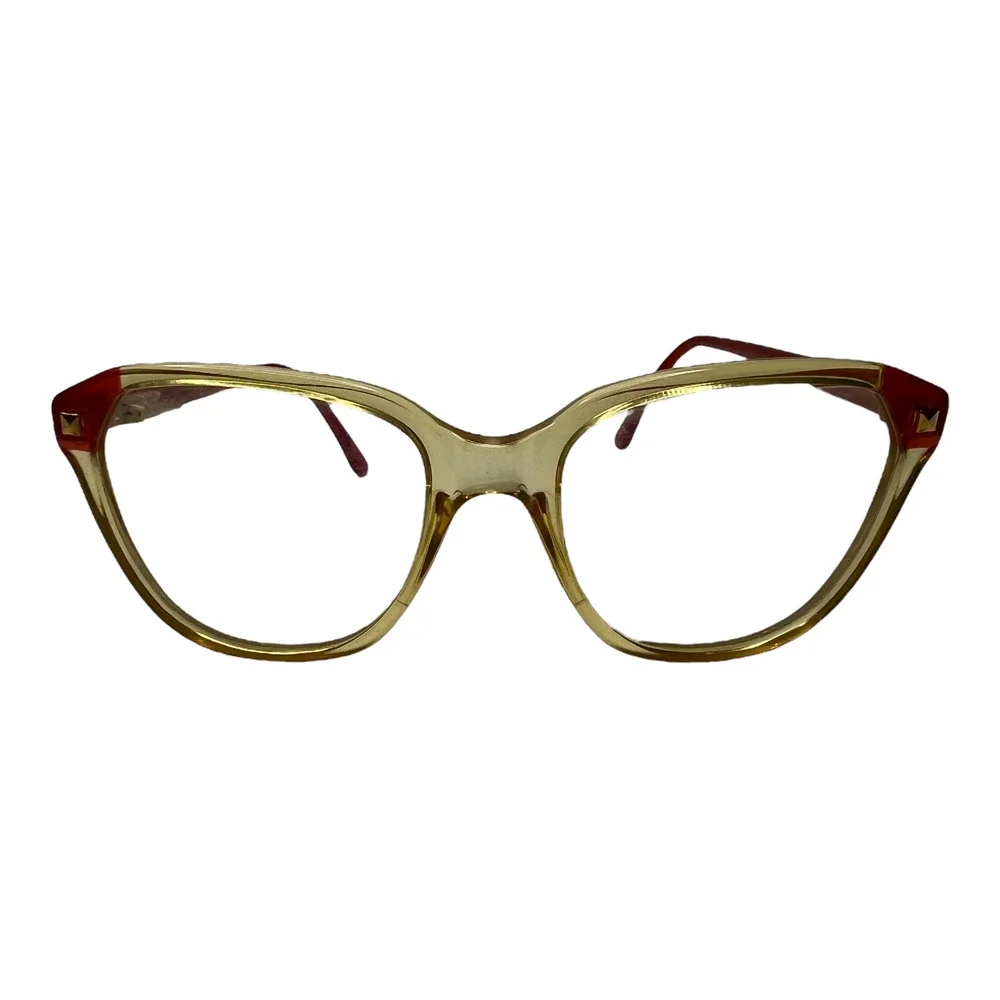 Margutta Design Vintage Eyeglasses Frames Clear Yellow Red Cat Eye‎ square H3563